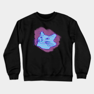 Blue Cat Pink Polka Dots Crewneck Sweatshirt